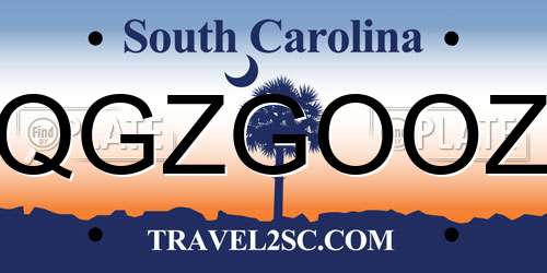 QGZGOOZ South Carolina License Plate