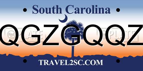 QGZGQQZ South Carolina License Plate
