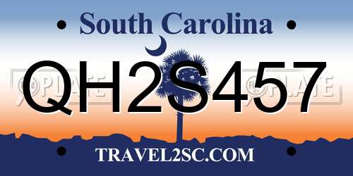 QH2S457 South Carolina License Plate