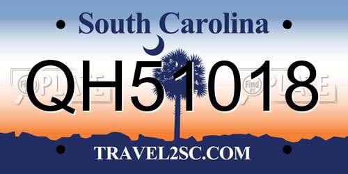 QH51018 South Carolina License Plate
