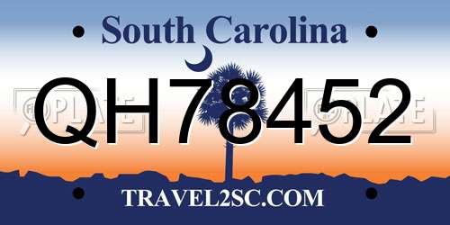 QH78452 South Carolina License Plate
