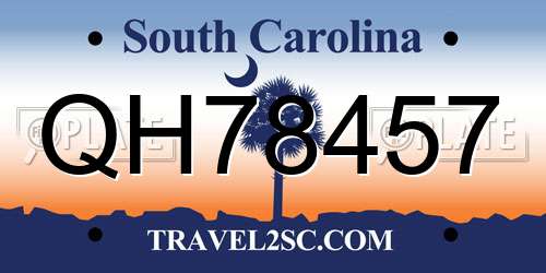QH78457 South Carolina License Plate