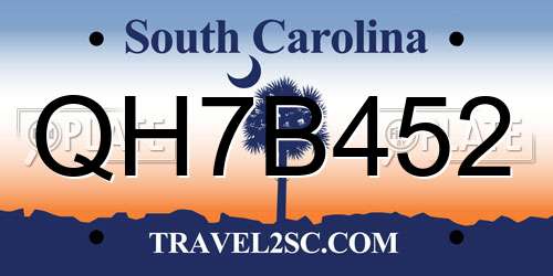 QH7B452 South Carolina License Plate