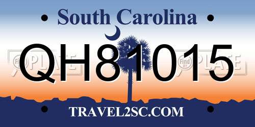 QH81015 South Carolina License Plate