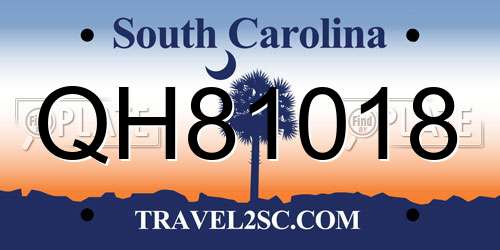QH81018 South Carolina License Plate