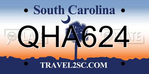 QHA624 South Carolina License Plate