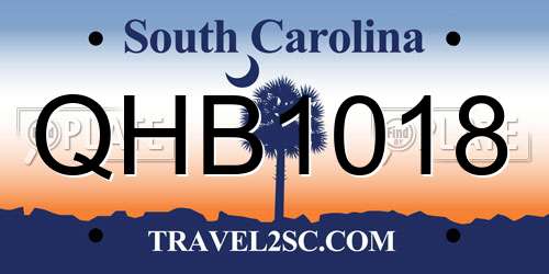 QHB1018 South Carolina License Plate
