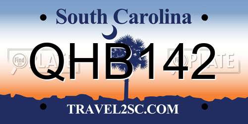 QHB142 South Carolina License Plate