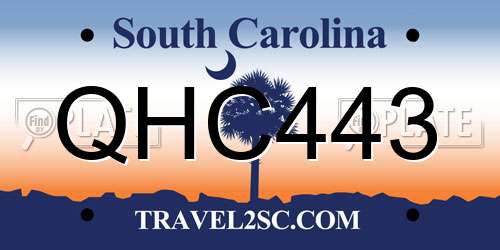 QHC443 South Carolina License Plate
