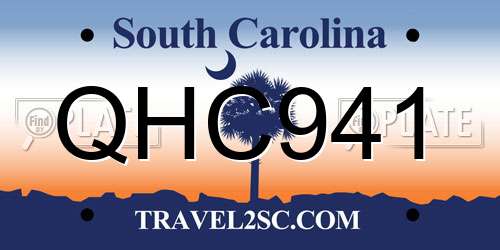 QHC941 South Carolina License Plate