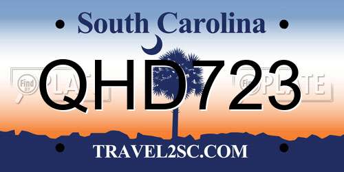 QHD723 South Carolina License Plate
