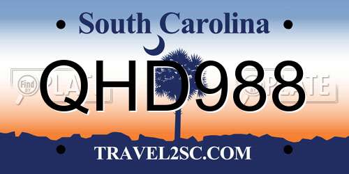 QHD988 South Carolina License Plate