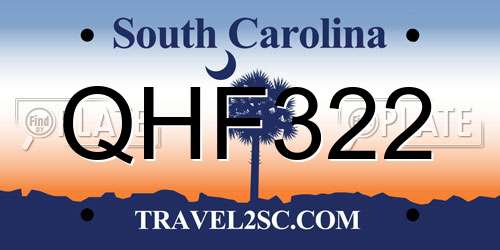 QHF322 South Carolina License Plate