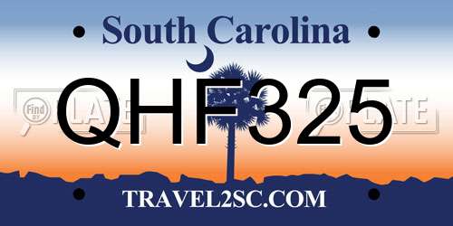 QHF325 South Carolina License Plate