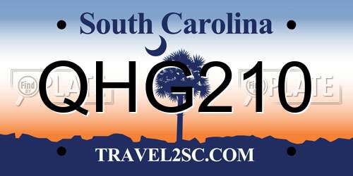 QHG210 South Carolina License Plate