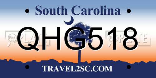QHG518 South Carolina License Plate