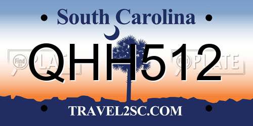 QHH512 South Carolina License Plate