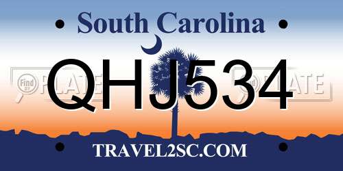 QHJ534 South Carolina License Plate