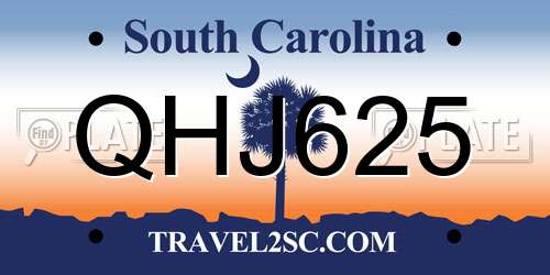 QHJ625 South Carolina License Plate