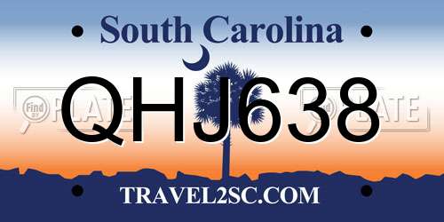 QHJ638 South Carolina License Plate