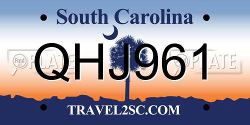 QHJ961 South Carolina License Plate