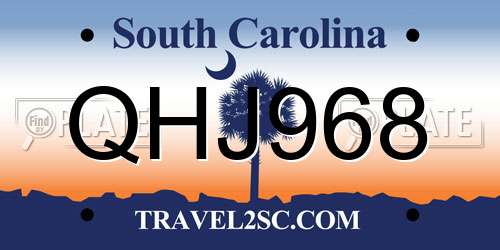 QHJ968 South Carolina License Plate