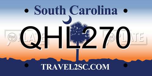QHL270 South Carolina License Plate
