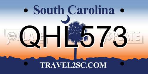 QHL573 South Carolina License Plate