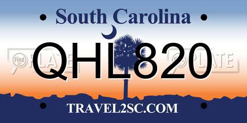 QHL820 South Carolina License Plate