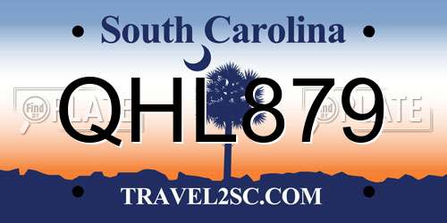 QHL879 South Carolina License Plate