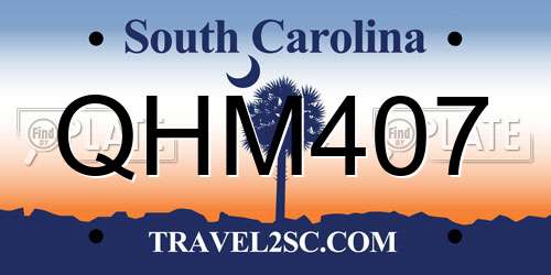 QHM407 South Carolina License Plate