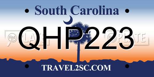 QHP223 South Carolina License Plate