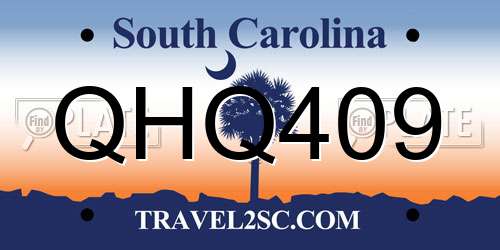 QHQ409 South Carolina License Plate