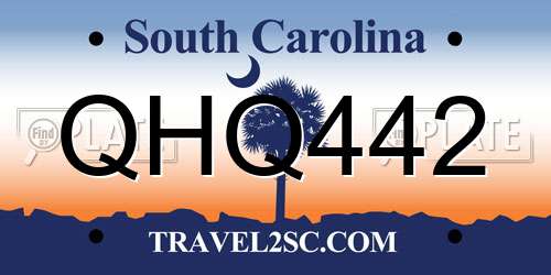 QHQ442 South Carolina License Plate