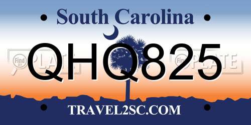 QHQ825 South Carolina License Plate