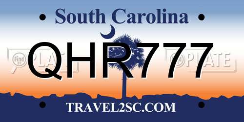 QHR777 South Carolina License Plate