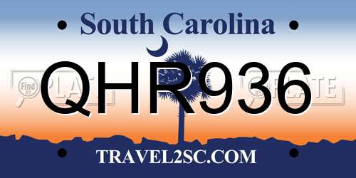 QHR936 South Carolina License Plate