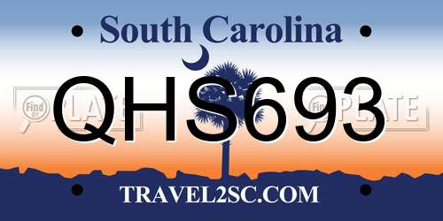QHS693 South Carolina License Plate