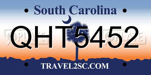 QHT5452 South Carolina License Plate