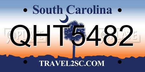 QHT5482 South Carolina License Plate