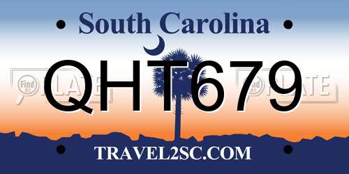 QHT679 South Carolina License Plate