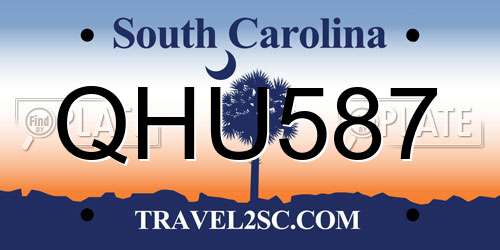 QHU587 South Carolina License Plate