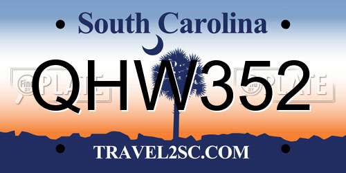 QHW352 South Carolina License Plate