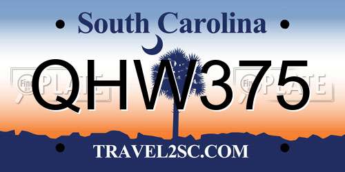 QHW375 South Carolina License Plate