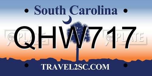 QHW717 South Carolina License Plate