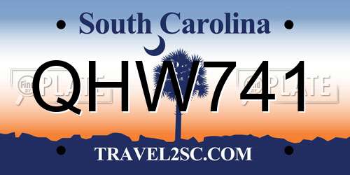 QHW741 South Carolina License Plate
