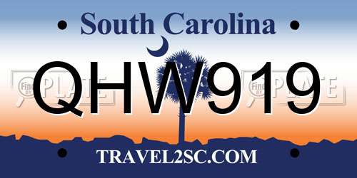 QHW919 South Carolina License Plate