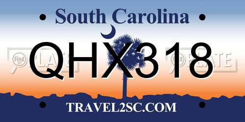 QHX318 South Carolina License Plate