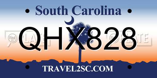 QHX828 South Carolina License Plate