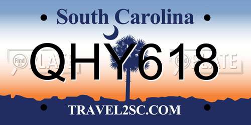 QHY618 South Carolina License Plate